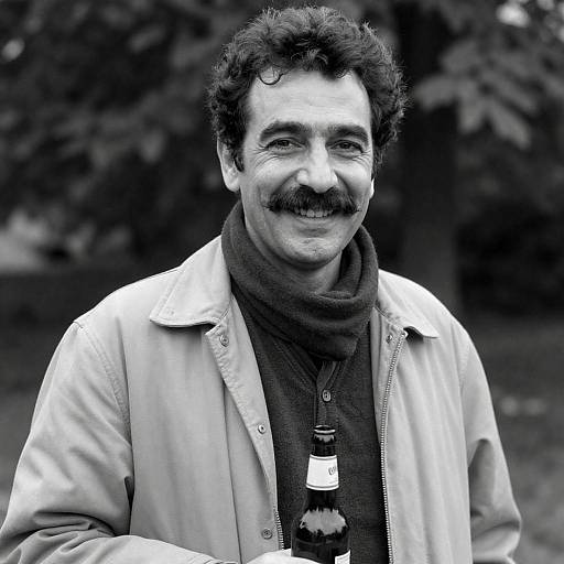 Charming Middle-Aged Man in Black and White