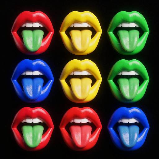 Vivid Metallic Lips in Vaporwave Style