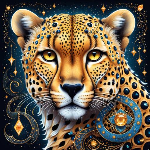 Mystical Cheetah Under Starry Skies