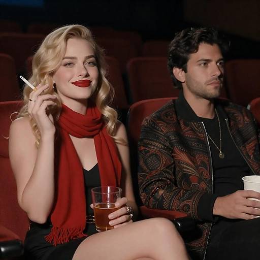 Intimate Theater Scene with Stylish Couple