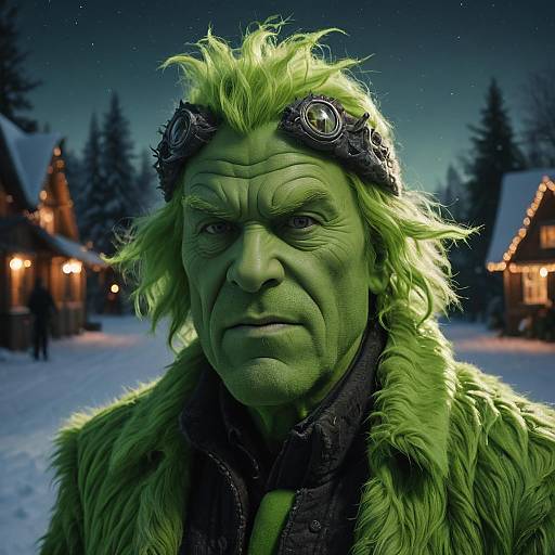 Grinch Costume Man in Enchanted Forest