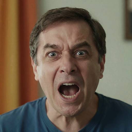 Expressive Scream of a Middle-aged Man