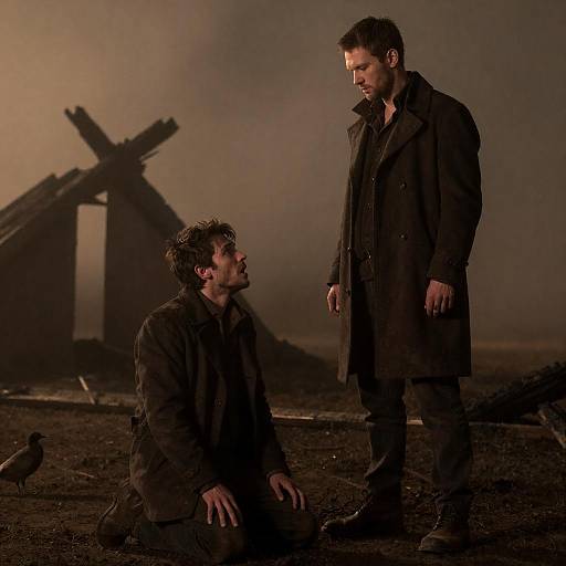 Intense Encounter in Smoky Landscape