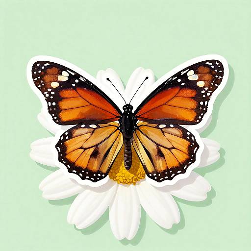 Colorful Monarch Butterfly Vector Sticker