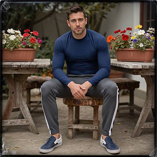 Man Relaxing on Sunlit Patio