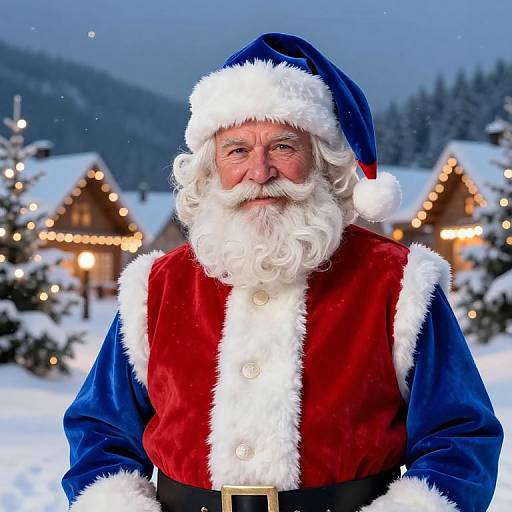 Blue Santa Claus Winter Scene