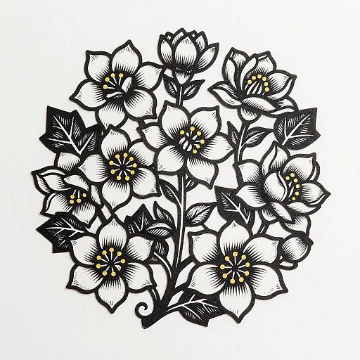 Star Jasmine Engraved Paper Cut Art