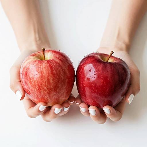 Hands Holding Shiny Red Apples