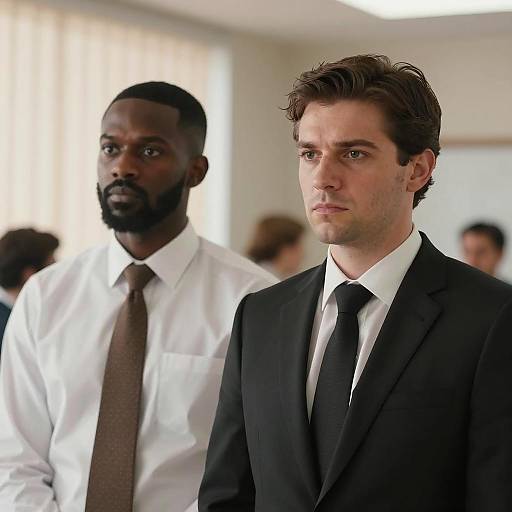 Two Serious Men in Office Setting