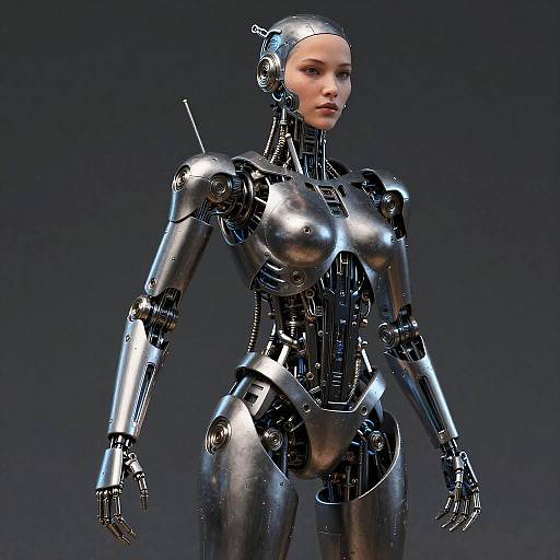 Hyper-Realistic Cyborg Woman Art Piece