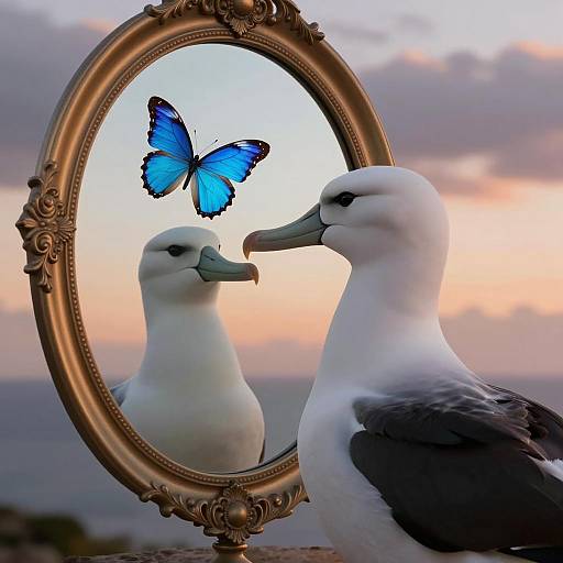 Albatross Self-Reflection at Sunset