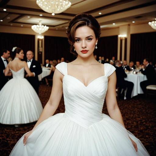 Elegant Woman in White Ball Gown