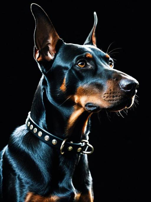 Black Doberman Dog Portrait