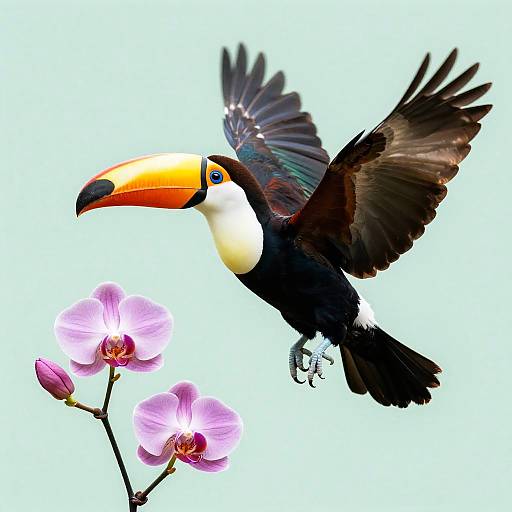 Colorful Toucan in Flight