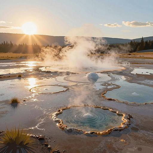 Stylized Geothermal Sulfur Springs Scene