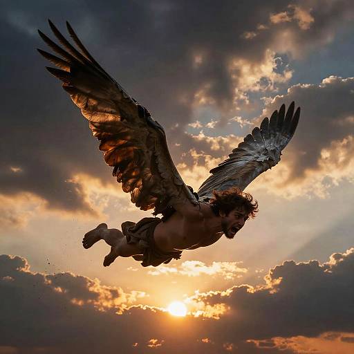 Icarus Falling at Vivid Sunset