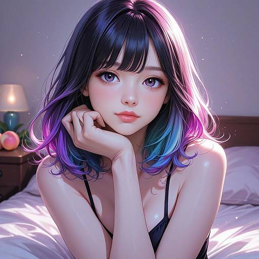 Magenta Bedroom Girl Portrait