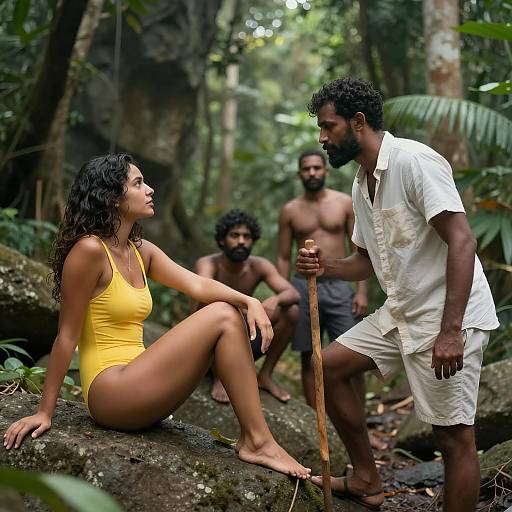 Jungle Encounter with Stylish Swimmers