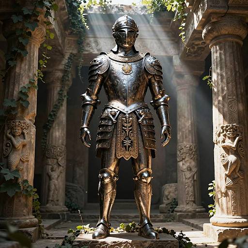Ornate Fantasy Greek Armor in Temple