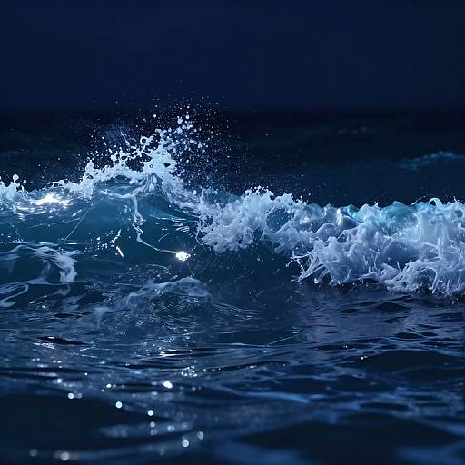 Ethereal Night Ocean Digital Waves
