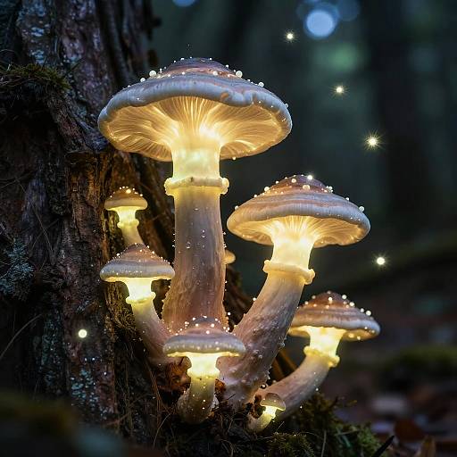 Ultra-Realistic Bioluminescent Forest Fungus