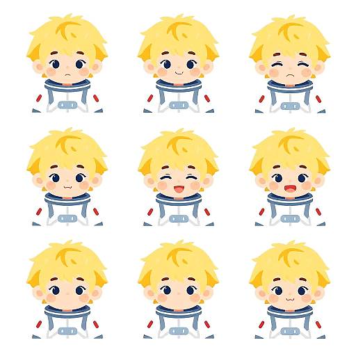 Cute Space Ranger Boy Character Set