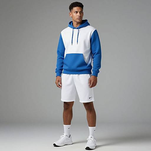 Sporty Man in Blue Hoodie