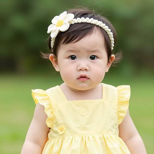 Adorable Baby Girl in Yellow Dress