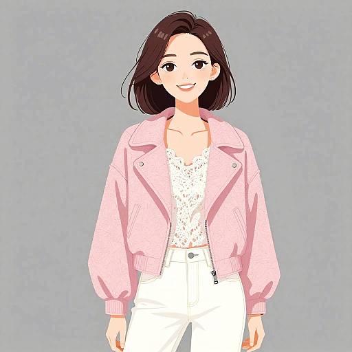 Smiling Woman in Pastel Chic Outfit