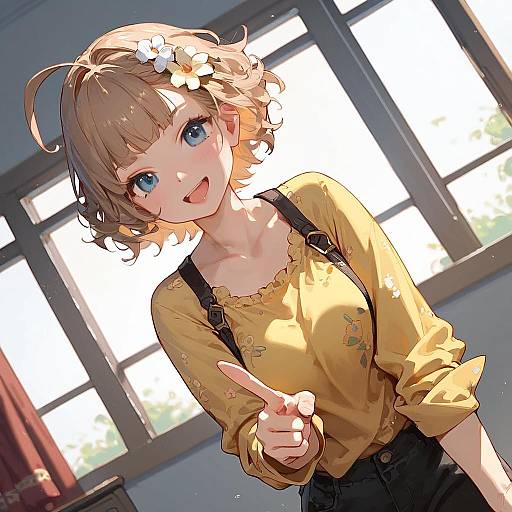 Suou Momoko in Yellow Floral Dress