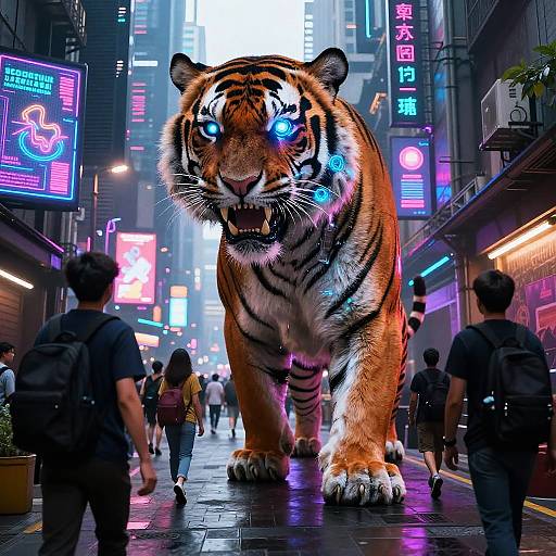 Neon Cyborg Bengal Tiger Alley Mural