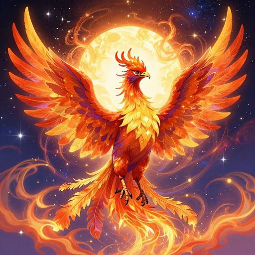 Majestic Phoenix with Fiery Wings