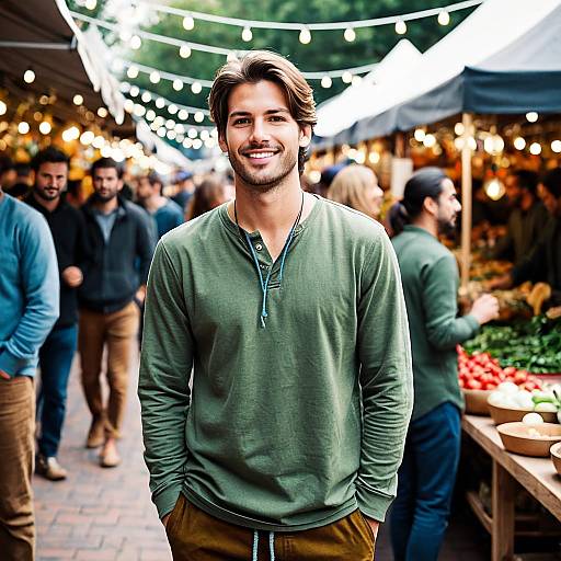 Young man at outdoor market festival