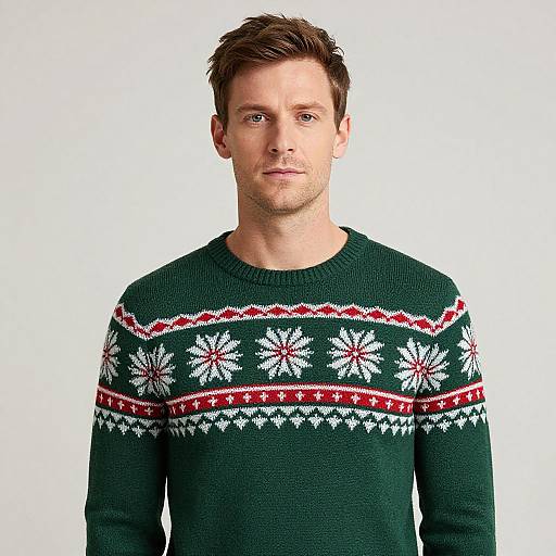 Man in Festive Snowflake Sweater