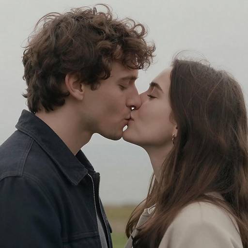 Intimate Couple Kissing in Soft Focus