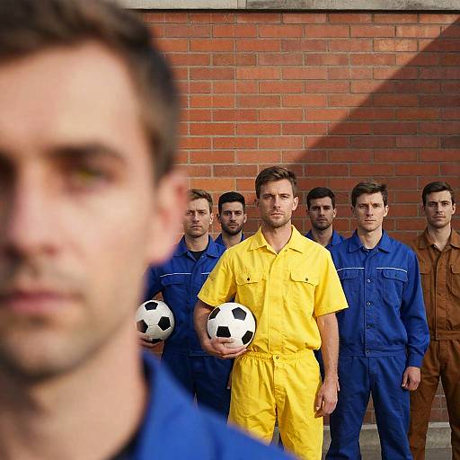 Serious Man Among Soccer Players