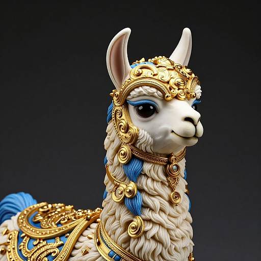 Ornate Golden Llama Sculpture