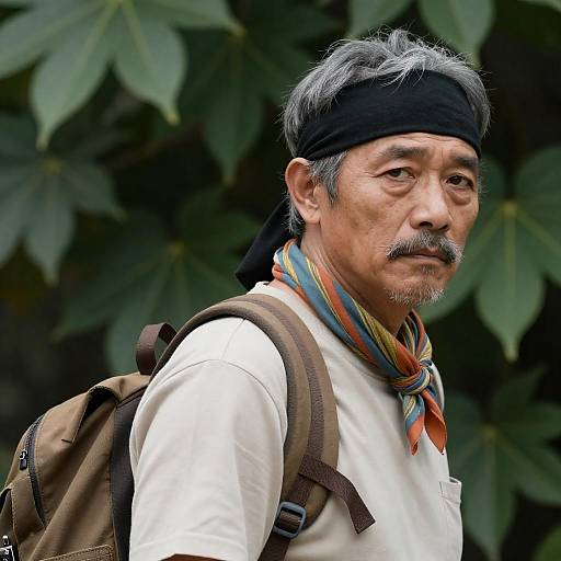 Serious Middle-aged Man in Nature