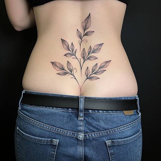 Elegant Black Ink Leaf Tattoo