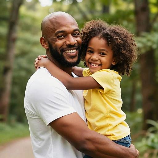 Sunlit Joy: Father and Daughter Embrace