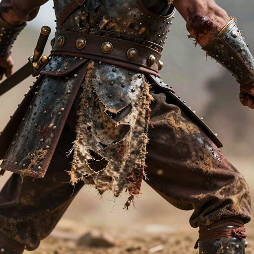 Warrior's Torn Armor Close-Up