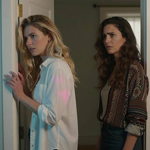 Two Concerned Women Near Door