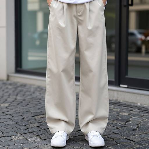 Stylish Wide-Leg Pants on Cobblestone