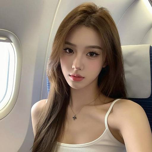 Young Woman in Airplane Portrait
