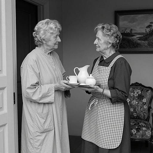 Elderly Friends in Vintage Black-and-White