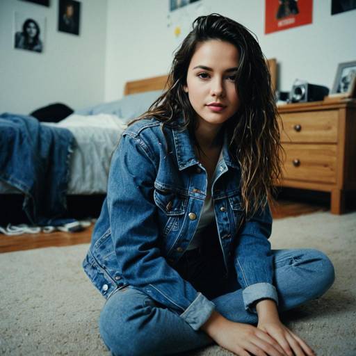Teenage Girl Sitting on Bedroom Floor