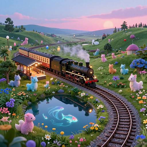 Enchanted Train Station at Dusk