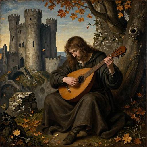 Forlorn Minstrel by Ruined Castle