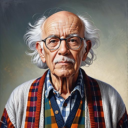Elderly Man with Glasses and White Hair