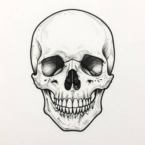Skull Tattoo Line Art Design